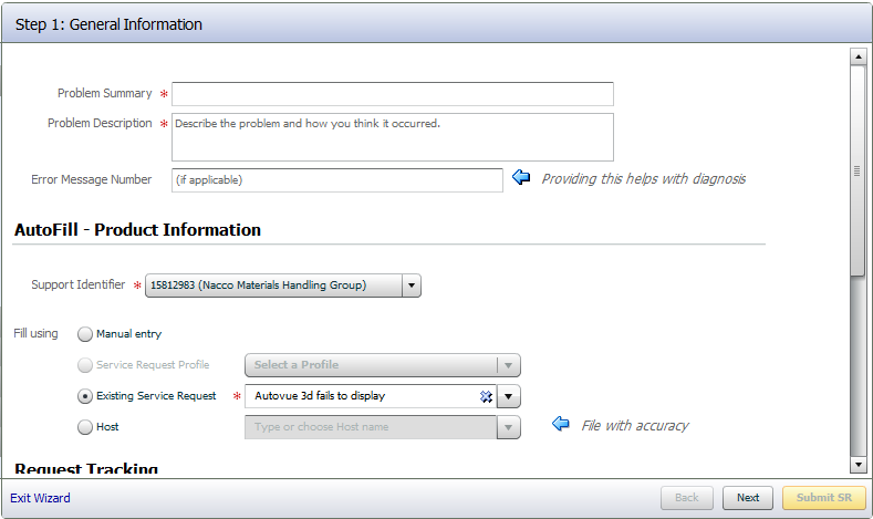 Creating an Oracle Support Ticket