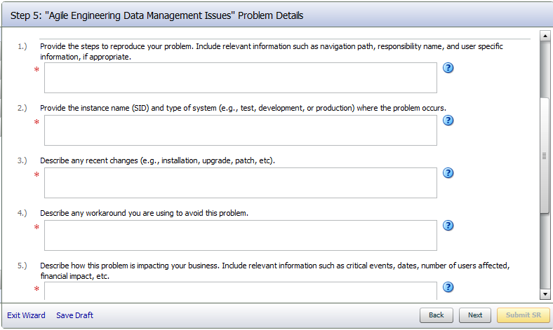 Creating an Oracle Support Ticket