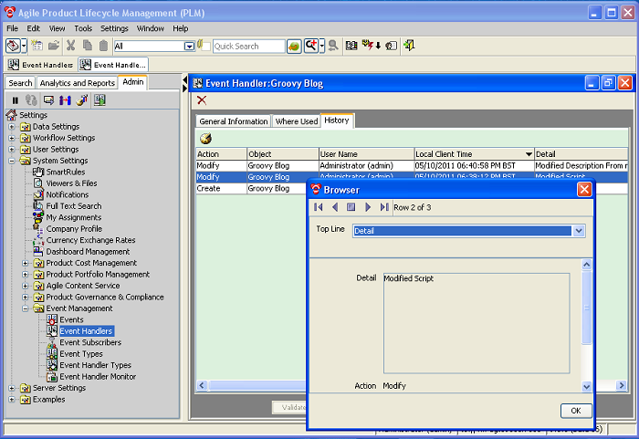 Groovy - Event Handler History
