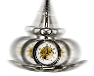 clock in motion over white - hypnotism concept